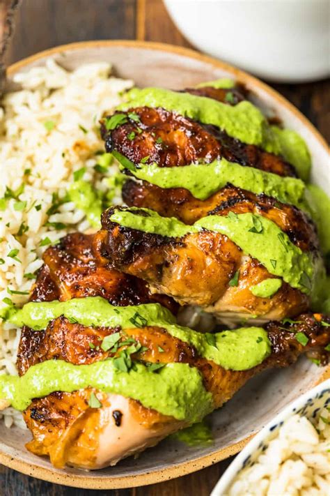peruvian chicken and rice with green sauce